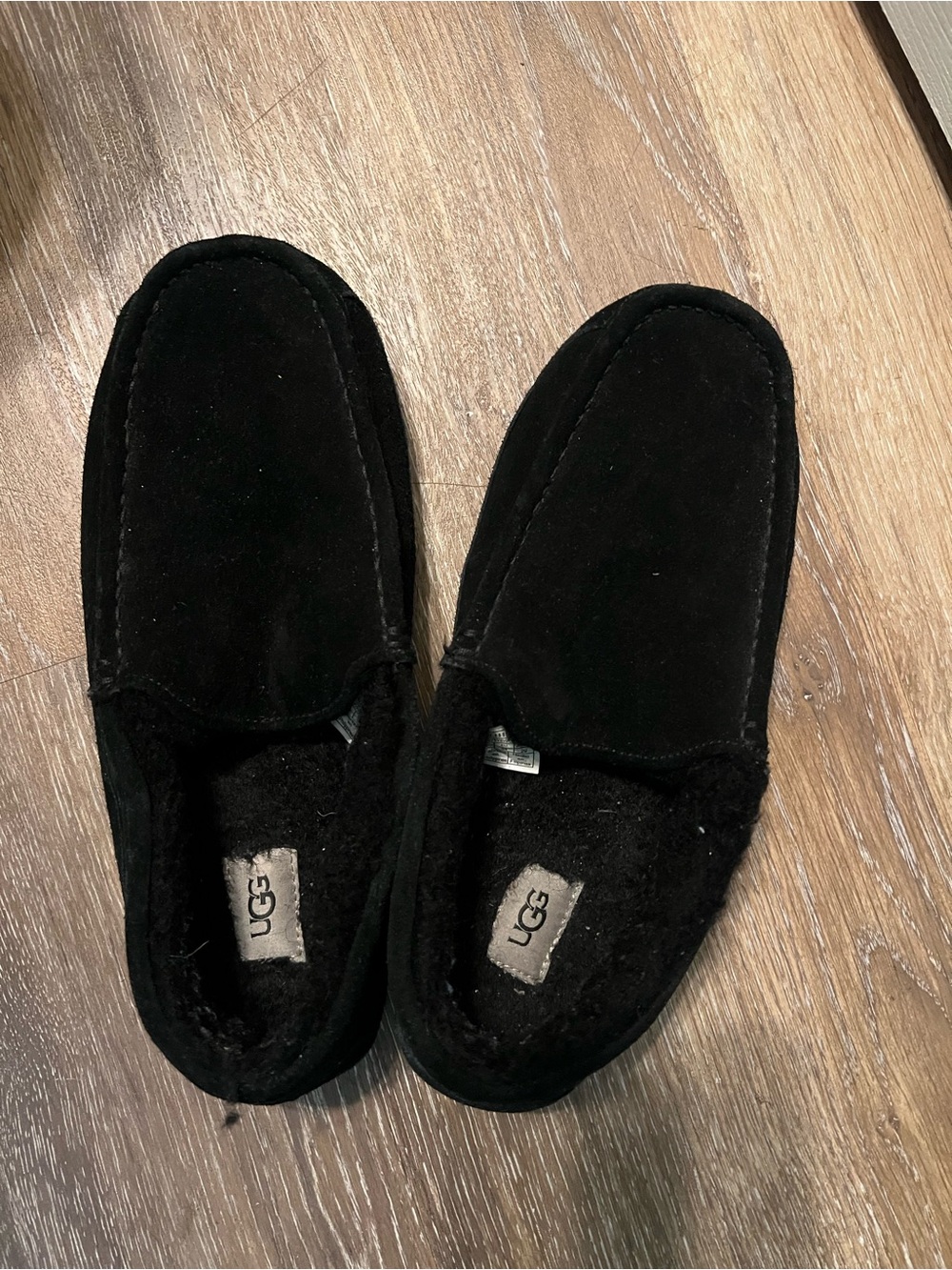 UGG Men's Black Suede Slip-On Moccasin Loafers